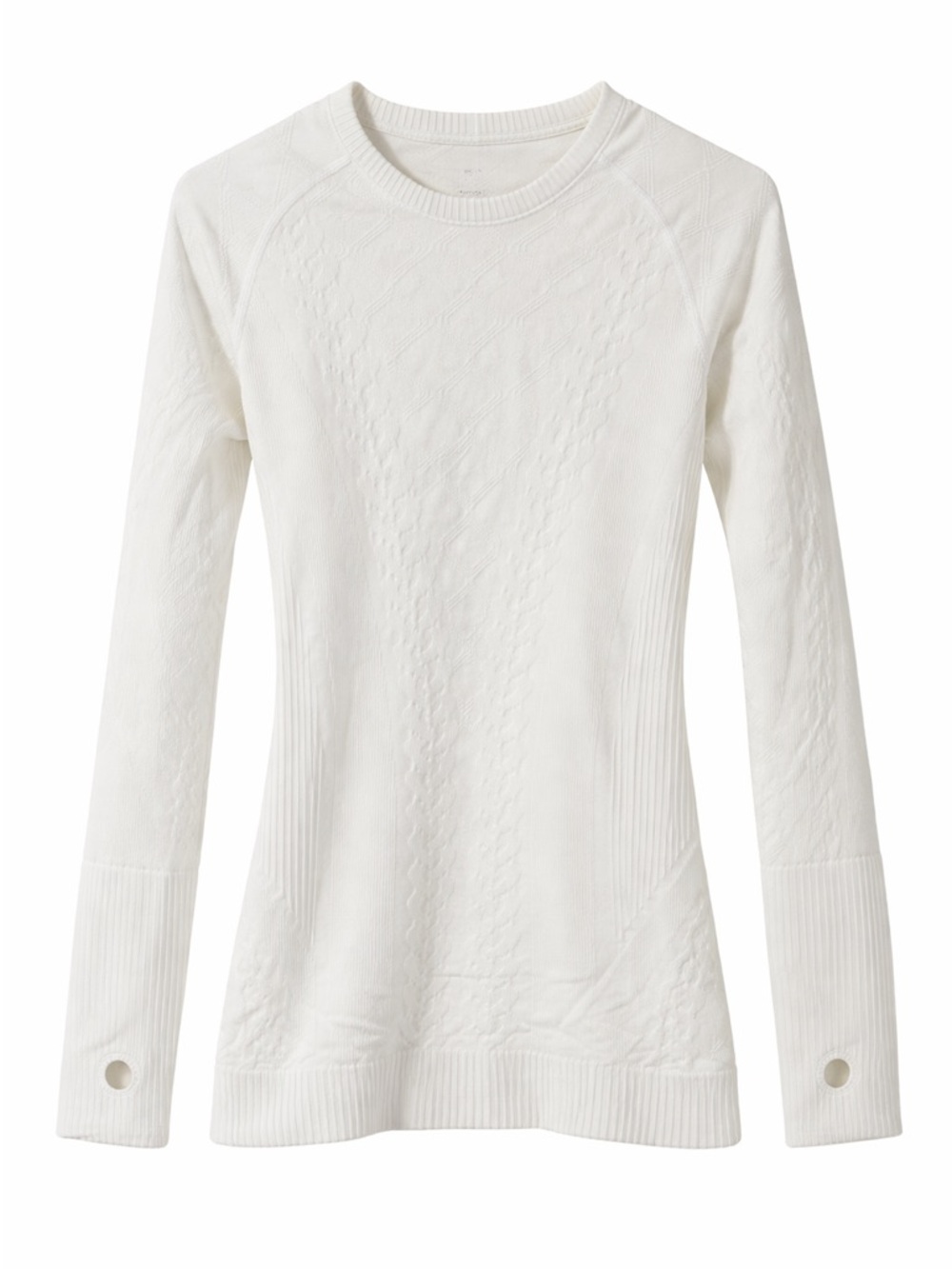 Lululemon White Textured Long Sleeve Top (Thumbholes)